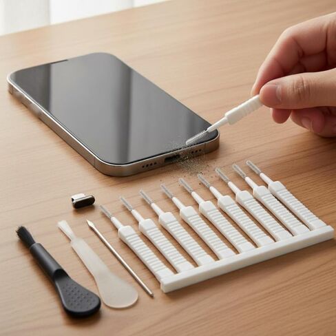 13 Pieces Charging Port Port Cleaner Kit Non-Conductive USB Connector Cleaning Brush Dust-Lifting Hooks Phone Cleaning Kit for Office in Kuwait