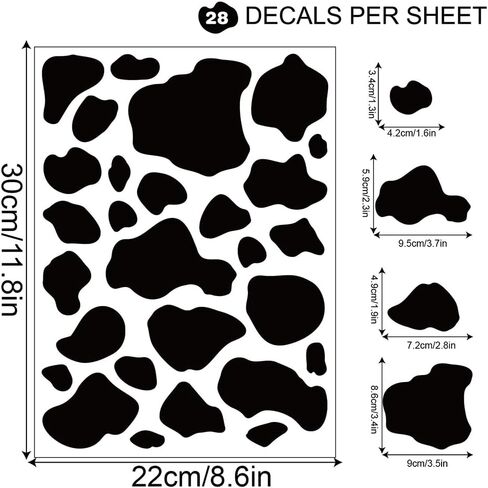280 PCS Modern Peel & Stick Black Cow Spots Vinyl Wall Decals Set in Saudi Arabia