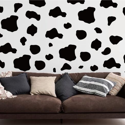 280 PCS Modern Peel & Stick Black Cow Spots Vinyl Wall Decals Set in Saudi Arabia
