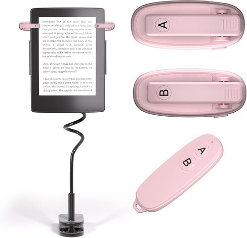 [2 Clips] Page Turner Remote for Kindle Paperwhite Remote Page Turner Accessories for Kindle & Ipad &Tablet Clip Clicker Rechargeable (Page Turner+Clip Holder, Pink Bar) in Kuwait
