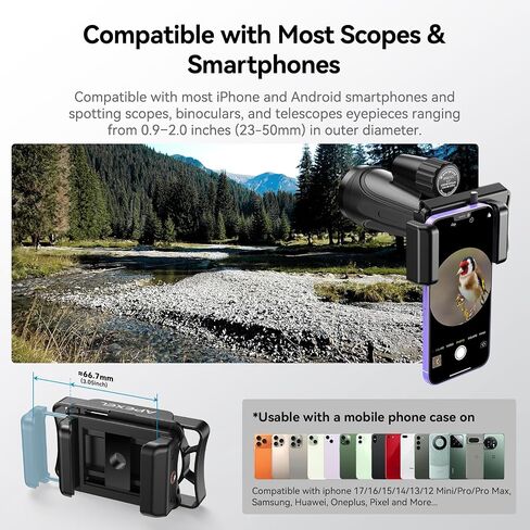 APEXEL 360° Telescope Phone Adapter, Upgraded Binocular Photo Adapter for Android & iPhone, Smartphone Mount for Telescope, Monocular, Microscope, Spotting Scope. (Including Bluetooth Shutter Remote) in Kuwait