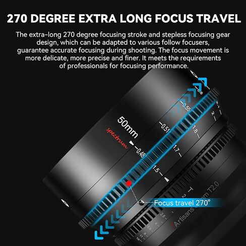 7artisans 50mm T2.0 Large Aperture Full Frame Cine Lens Compatible for Nikon Z-Mount, Manual Focus Low Distortion Cinema Lens Mirrorless Cameras for Nikon Z5 Z6 Z7 Z9 Z50 Z6II Z7II ZFC, Black in Kuwait