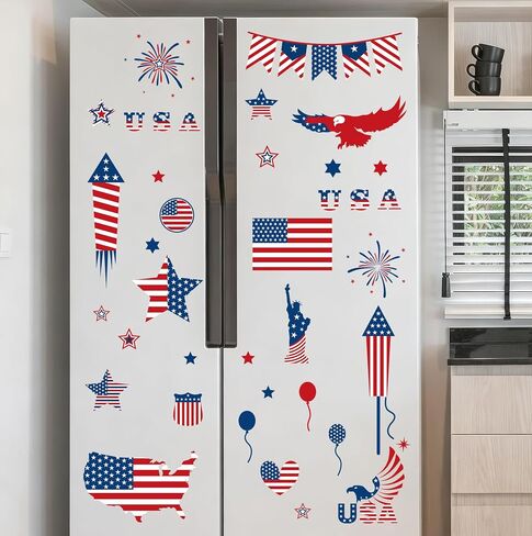 Patriotic Window Cling Decals 4th of July Decorations Independence Day Decals Veterans Party Supplies Wall Art Stickers Peel & Stick for Home Room Bar Cafe School Fourth of July Classroom Wall Decor in Kuwait