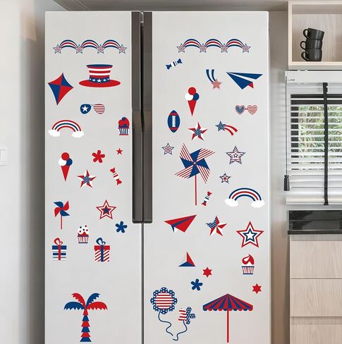 4th of July Window Clings Decorations, Patriotic American Flag Wall Art Stickers for Glass Windows Wall Independence Day Decor Memorial Day Veteran's Day USA Holiday Red White Blue Decor in Kuwait
