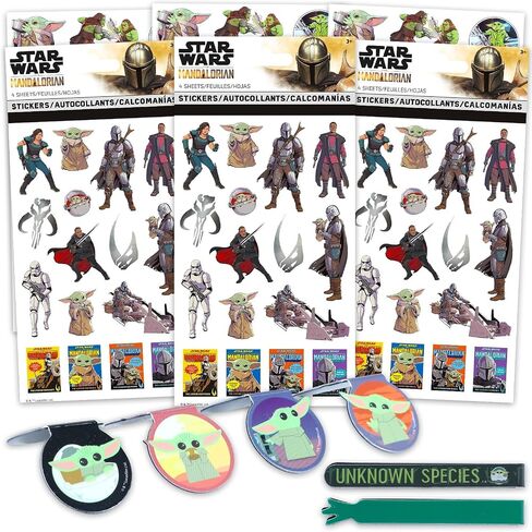 Star Wars Sticker Bundle | 12 Sheets of Mandalorian Decoration Stickers Plus Bookmark Page Clips | Baby Yoda Decor in Kuwait