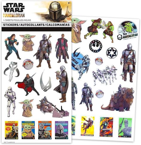Star Wars Sticker Bundle | 12 Sheets of Mandalorian Decoration Stickers Plus Bookmark Page Clips | Baby Yoda Decor in Kuwait
