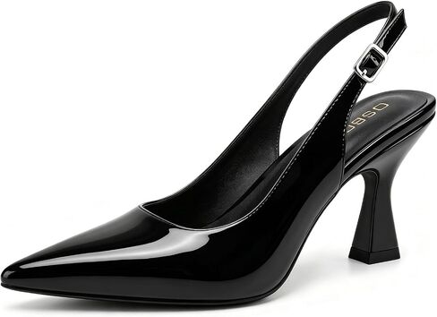 Womens Slingback Kitten Heels 2.95Inch Pointy Toe Pumps Closed Toe Heels | Comfortable Padded Dressy Closed Toe Heels with Adjustable Strap for Wedding, Office,Bride,and Party in Kuwait