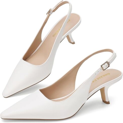 DREAM PAIRS Women's Slingback Kitten Heels Pumps Shoes | 2.36 Inch Low Heel Pointed Toe Pumps, Comfortable Closed Toe Dress Shoes for Office Work Classic Holiday Heels in Saudi Arabia