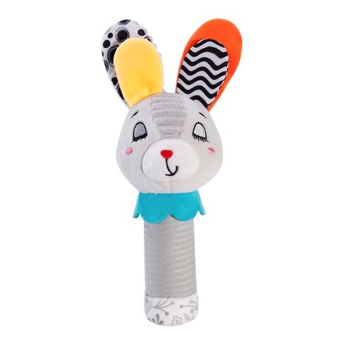 Baby Rattle for Newborns 0-6 Months - Soft Plush Handheld Sensory Toy with Crinkle Sound, Cute Bunny Shaped Grasping Rattle for Infants, Motor Skill Development, Baby Gift (Grey) in Kuwait