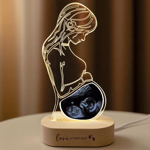 Personalized Baby Ultrasound Photo Frame (White) | Customized Acrylic Ultrasound Lamp, LED Night Light for New Mom, Pregnant Wife Gift from Husband, Baby's First Keepsake in Kuwait