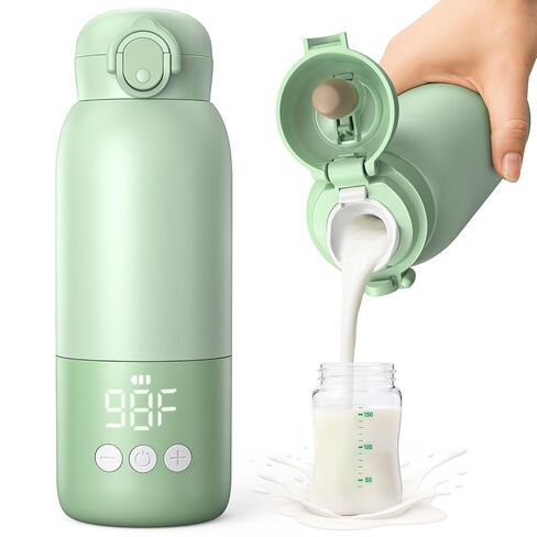 Portable Bottle Warmer for Travel 12oz– 80W Fast Heating, 316 Stainless Steel, 11400mAh Rechargeable Precise Temp Control & LED Display Safety Lock Cordless Travel Warmer for Baby Breastmilk & Formula in Kuwait