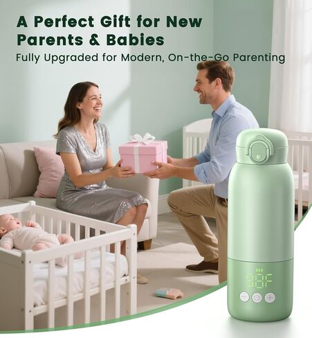 Portable Bottle Warmer for Travel 12oz– 80W Fast Heating, 316 Stainless Steel, 11400mAh Rechargeable Precise Temp Control & LED Display Safety Lock Cordless Travel Warmer for Baby Breastmilk & Formula in Kuwait