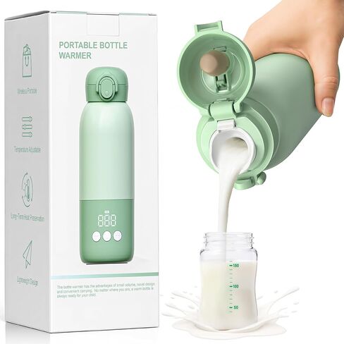 Portable Bottle Warmer for Travel 12oz– 80W Fast Heating, 316 Stainless Steel, 11400mAh Rechargeable Precise Temp Control & LED Display Safety Lock Cordless Travel Warmer for Baby Breastmilk & Formula in Kuwait