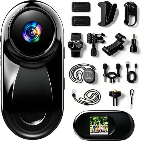 Mini Body Camera with Audio, Thumb POV Cam, 2K Deep Gray | Sport Action Camera Hands Free Recording 2K, Premium Portable Camcorder Anywhere for Cycling,Travel,Pet,Vlogging in Kuwait