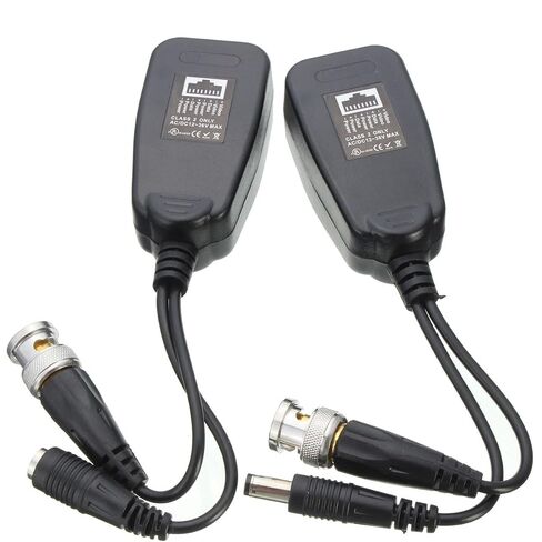 10 Pairs HD-CVI/TVI/AHD Passive Video Balun with Power Connector and RJ45 CAT5 Data Transmitter BNC Twisted Pair in Kuwait
