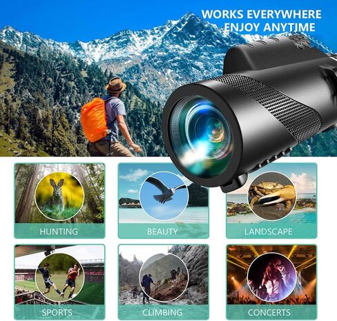 Monocular-Telescope 80x100 High Powered Monoculars High Definition for Adults High Powered with Smartphone Adapter Telescope Wildlife Bird Watching Travel Camping Hiking-Black in Kuwait