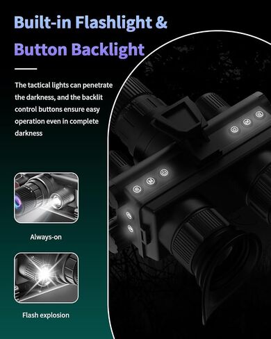 4K HD Night Vision Goggles with Helmet Mount, 8X Zoom, 1968ft View Range, Dual Display Screens and 64GB Card for Outdoor Activities, Dark Black in Kuwait