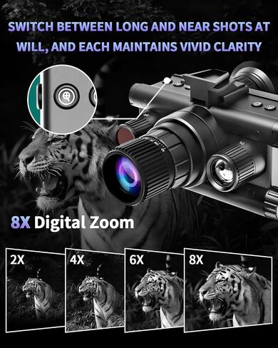4K HD Night Vision Goggles with Helmet Mount, 8X Zoom, 1968ft View Range, Dual Display Screens and 64GB Card for Outdoor Activities, Dark Black in Kuwait