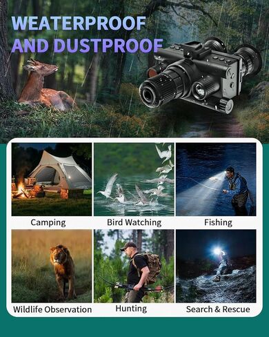 4K HD Night Vision Goggles with Helmet Mount, 8X Zoom, 1968ft View Range, Dual Display Screens and 64GB Card for Outdoor Activities, Dark Black in Kuwait