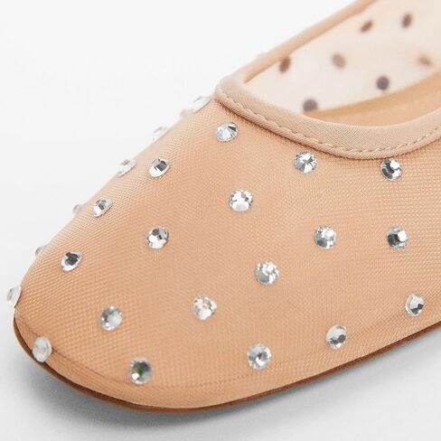 Apricot Breathable Mesh Ballet Flats for Women with Rhinestone Sparkly Dressy Slip-On Shoes for Wedding and Evening Party Size 7 in Kuwait