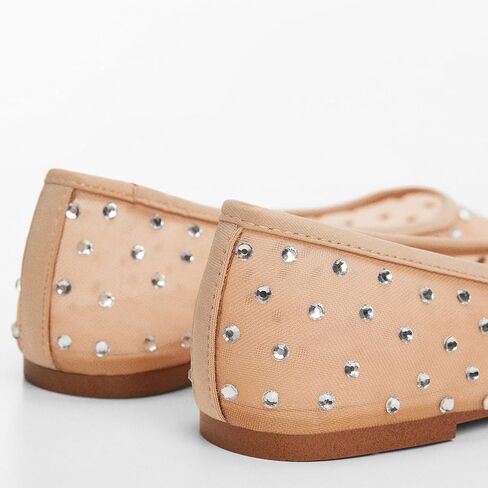 Apricot Breathable Mesh Ballet Flats for Women with Rhinestone Sparkly Dressy Slip-On Shoes for Wedding and Evening Party Size 7 in Kuwait