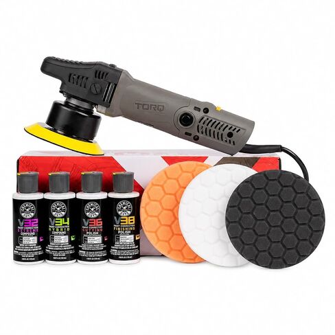 Chemical Guys, TORQX Dual Action Polisher Detailing Kit with Bag, 13-Piece | TORQX dual-action polisher with cutting, polishing and finishing pads in a range bag for paint correction in Kuwait