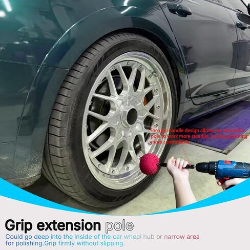 Drill Bit Cone Polisher, Metal Polishing Tool, Car Wheel Polishing Sponge, Polishing Pad, Polishing Ball, with Hand-Held Extension Bracket, Suitable for Household Standard Hand Drill in Kuwait