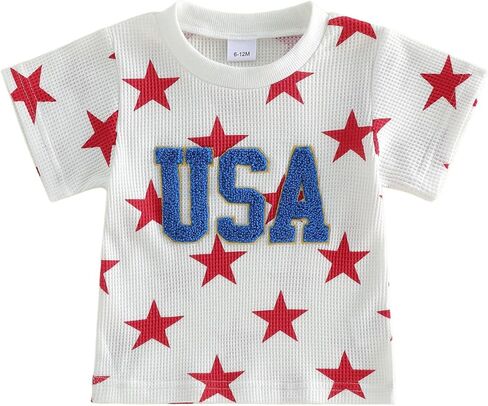 4th of July Toddler Boy Outfit Cousin Crew Short Sleeve T-Shirt USA Flag Kids Tops Fourth of July Tee Memorial Day in Kuwait