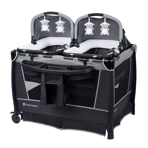 Baby Trend Retreat Nursery Center with Two Removable Rock A Bye Bassinets, Changing Table, Organizer, and Music Center with Nightlight, Quarry in Kuwait