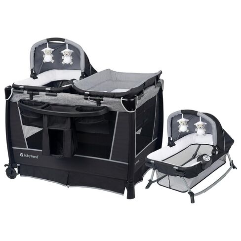 Baby Trend Retreat Nursery Center with Two Removable Rock A Bye Bassinets, Changing Table, Organizer, and Music Center with Nightlight, Quarry in Kuwait