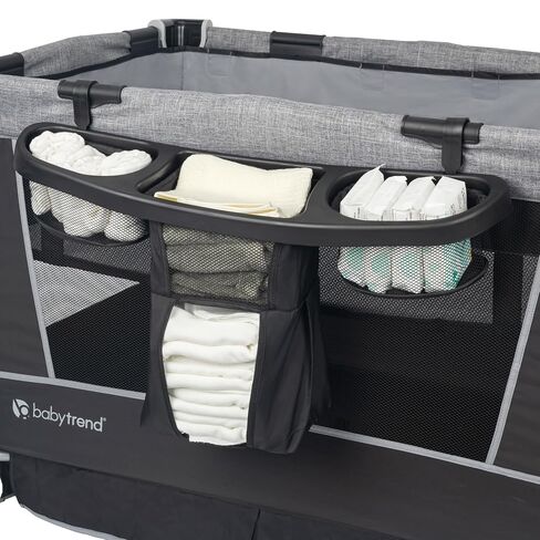 Baby Trend Retreat Nursery Center with Two Removable Rock A Bye Bassinets, Changing Table, Organizer, and Music Center with Nightlight, Quarry in Kuwait
