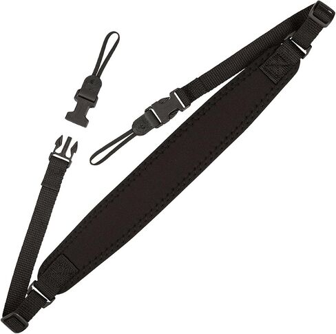 OP/TECH USA Super Classic Camera Strap – Padded Neoprene Neck Strap with Comfort-Stretch & Quick Disconnects | DSLR/SLR/Mirrorless Compatible – Black | Neoprene strap with Uni-Loop connectors and 43-inch length for cameras, binoculars and heavy equipment in Kuwait