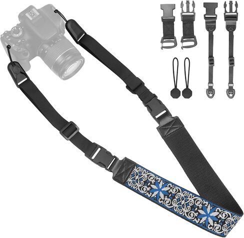 YFWE Adjustable Camera Neck Strap, Soft Neoprene Shoulder Belt with 4 Connection Ways, Anti-Slip Camera Strap for DSLR, Mirrorless & Camcorder, Travel & Outdoor Photography Gear in Kuwait