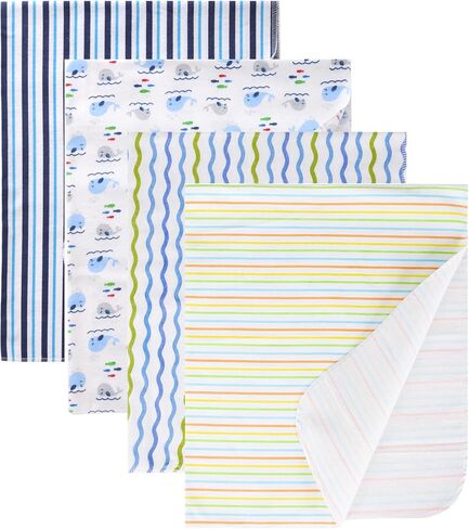 Cotton Flannel Receiving Blankets 4 Pcs, Baby Swaddle Blankets, Infant Flannel Blanket 30 X 30 Inch for Boy and Girl (Style9) in Kuwait