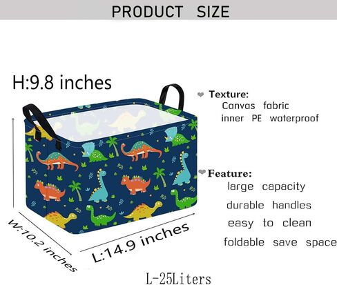 Kid Clothes Storage Basket Gift Shelf Basket Toy Storage Bin, Nursery Basket Organizer Box for Children With Handles for Room Deco (Dinosaur) in Kuwait