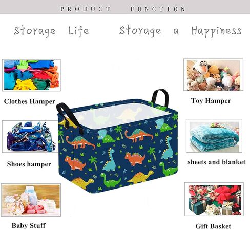 Kid Clothes Storage Basket Gift Shelf Basket Toy Storage Bin, Nursery Basket Organizer Box for Children With Handles for Room Deco (Dinosaur) in Kuwait