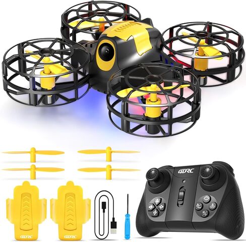 4DRC V18 Mini Kids Drone, Beginner RC Quadcopter with 2 Control Methods, Headless Mode, Auto Hover, 3D Flips, LED Lights, 3 Speeds, 2 Batteries, Fly Toy Gift for Boys in Kuwait