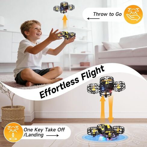 4DRC V18 Mini Kids Drone, Beginner RC Quadcopter with 2 Control Methods, Headless Mode, Auto Hover, 3D Flips, LED Lights, 3 Speeds, 2 Batteries, Fly Toy Gift for Boys in Kuwait
