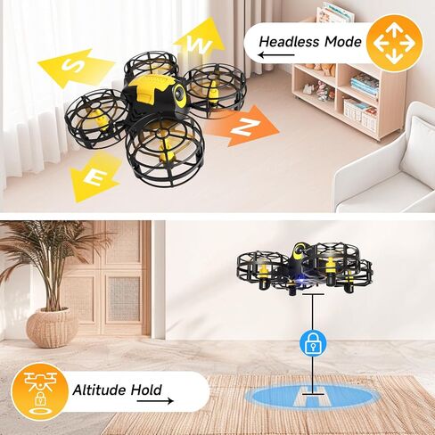 4DRC V18 Mini Kids Drone, Beginner RC Quadcopter with 2 Control Methods, Headless Mode, Auto Hover, 3D Flips, LED Lights, 3 Speeds, 2 Batteries, Fly Toy Gift for Boys in Kuwait