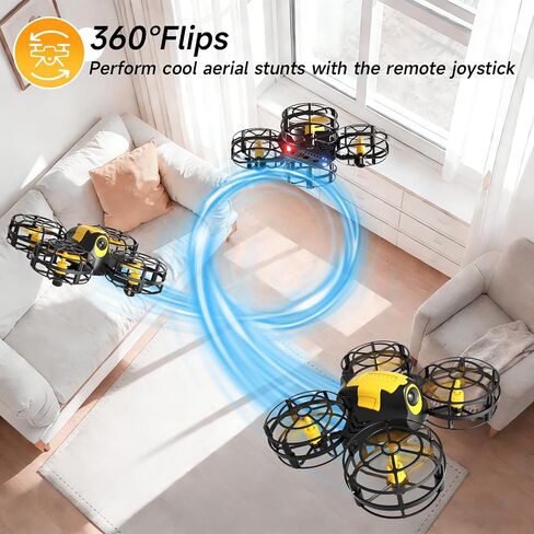 4DRC V18 Mini Kids Drone, Beginner RC Quadcopter with 2 Control Methods, Headless Mode, Auto Hover, 3D Flips, LED Lights, 3 Speeds, 2 Batteries, Fly Toy Gift for Boys in Kuwait