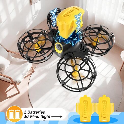 4DRC V18 Mini Kids Drone, Beginner RC Quadcopter with 2 Control Methods, Headless Mode, Auto Hover, 3D Flips, LED Lights, 3 Speeds, 2 Batteries, Fly Toy Gift for Boys in Kuwait