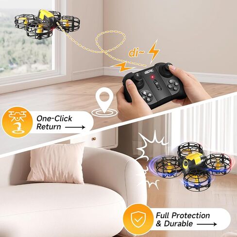 4DRC V18 Mini Kids Drone, Beginner RC Quadcopter with 2 Control Methods, Headless Mode, Auto Hover, 3D Flips, LED Lights, 3 Speeds, 2 Batteries, Fly Toy Gift for Boys in Kuwait