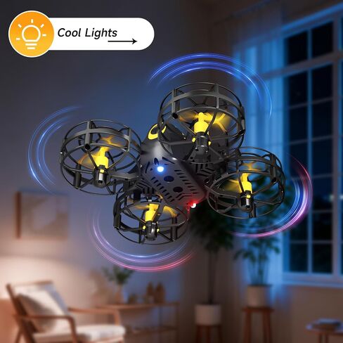 4DRC V18 Mini Kids Drone, Beginner RC Quadcopter with 2 Control Methods, Headless Mode, Auto Hover, 3D Flips, LED Lights, 3 Speeds, 2 Batteries, Fly Toy Gift for Boys in Kuwait
