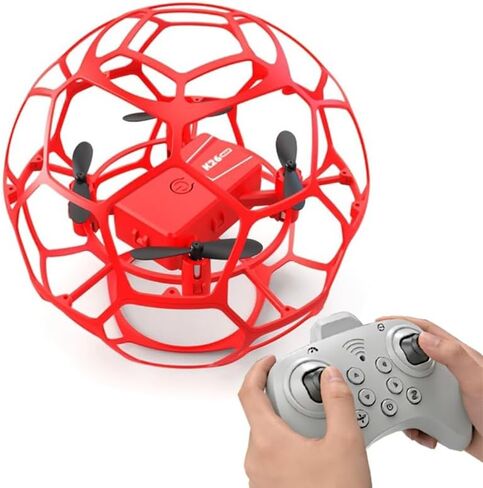 RC Drone Flying Football Quadcopter Drone for Adults Beginners Remote Control Soccer Quadcopter Optical Fluid Hovering Flight Stability for Birthday Gifts - Red in Kuwait