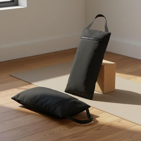 2 Pieces Weighted Pouch Exercise Sandbag Training Bag Weight Carryall Portable Zipper Oxford Cloth Unfilled Design Suitable for Home Workouts Training Travel Fitness, Black, 600D PVC in Kuwait