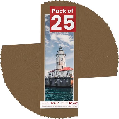 Tawny Brown Mat Board for 12x36 Frames - Fits 10x30 Photos - 1 Mat in Kuwait