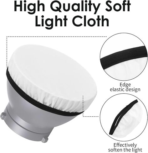 Mabor 2Pcs Light Diffuser, 7"/18cm Round Light Softbox Cover – White Nylon & Oxford Fabric for Studio Strobe, Photography, Soft Even Lighting in Kuwait