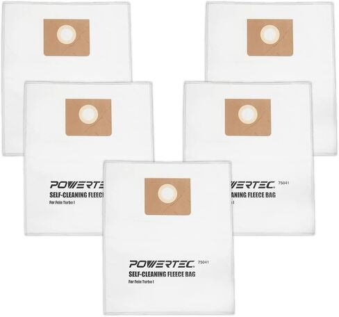 POWERTEC Turbo I, 9-20-27 Fleece Filter Bags 5PK, for Fein Dustex 25 L Wet/Dry Dust Extractor, for Fein 31345061010 Shop Vacuum Replacement Bags, Filter Bags, Dust Bags (75041) in Kuwait