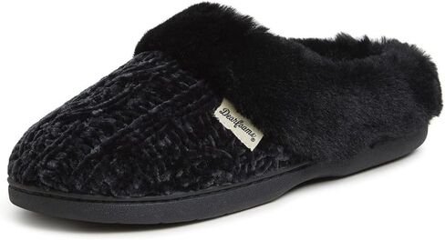 Dearfoams Women's Fuzzy Memory Foam Cable Knit Claire Clog House Slipper with Wide Widths in Kuwait