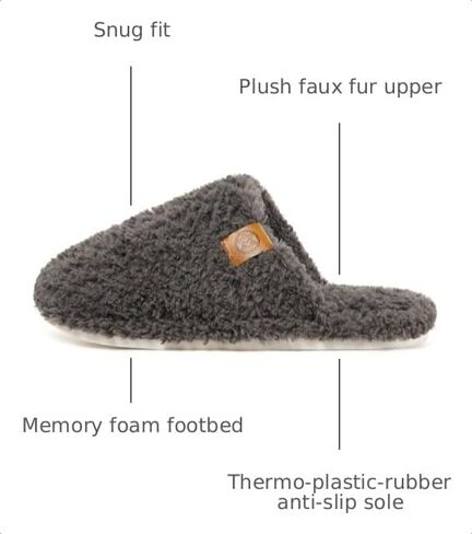 Women's Cozy Slippers Warm Fuzzy Slippers,Dark Grey,10-11 Women | Memory Foam,Anti-slip,Lightweight in Kuwait